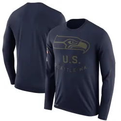 Seattle Seahawks Legend Men's 2018 Salute to Service Sideline Performance Long Sleeve T-Shirt (Navy)