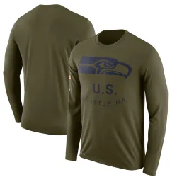 Seattle Seahawks Legend Men's 2018 Salute to Service Sideline Performance Long Sleeve T-Shirt (Olive)
