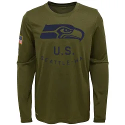 Seattle Seahawks Legend Youth 2018 Salute to Service Performance Long Sleeve T-Shirt (Olive)