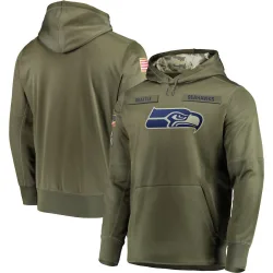 Seattle Seahawks Men's 2018 Salute to Service Sideline Therma Performance Pullover Hoodie (Olive)