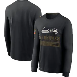 Seattle Seahawks Men's 2020 Salute to Service Sideline Performance Long Sleeve T-Shirt (Black)