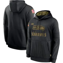 Seattle Seahawks Men's 2020 Salute to Service Sideline Performance Pullover Hoodie (Black)