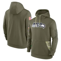 Seattle Seahawks Men's 2022 Salute to Service Therma Performance Pullover Hoodie (Olive)