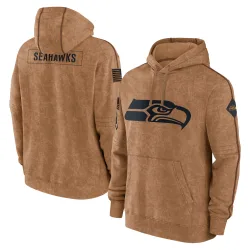 Seattle Seahawks Men's 2023 Salute to Service Club Pullover Hoodie (Brown)