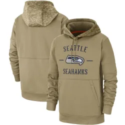 Seattle Seahawks Men's Tan 2019 Salute to Service Sideline Therma Pullover Hoodie ()