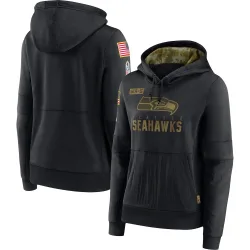 Seattle Seahawks Women's 2020 Salute to Service Performance Pullover Hoodie (Black)