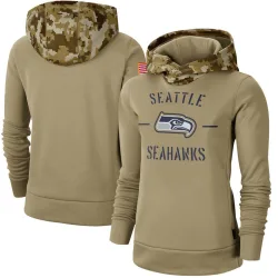 Seattle Seahawks Women's Khaki 2019 Salute to Service Therma Pullover Hoodie ()