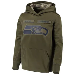 Seattle Seahawks Youth 2018 Salute to Service Pullover Performance Hoodie (Green)