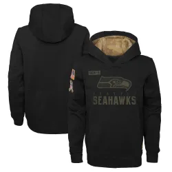Seattle Seahawks Youth 2020 Salute to Service Pullover Performance Hoodie (Black)