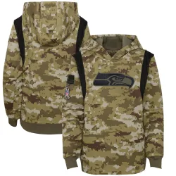 Seattle Seahawks Youth 2021 Salute to Service Therma Performance Pullover Hoodie (Olive)