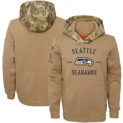Seattle Seahawks Youth Khaki 2019 Salute to Service Therma Pullover Hoodie ()