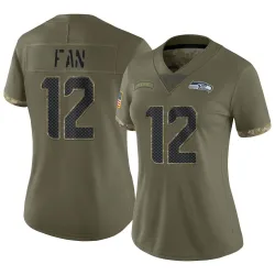 12th Fan Seattle Seahawks Limited Women's 2022 Salute To Service Jersey (Olive)