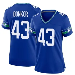 Aaron Donkor Seattle Seahawks Game Women's Throwback Jersey (Royal)