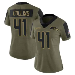 Alex Collins Seattle Seahawks Limited Women's 2021 Salute To Service Jersey (Olive)