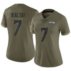 Blair Walsh Seattle Seahawks Limited Women's 2022 Salute To Service Jersey (Olive)