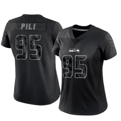 Brandon Pili Seattle Seahawks Limited Women's Reflective Jersey (Black)