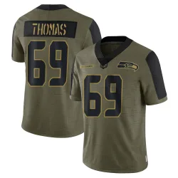 Bubba Thomas Seattle Seahawks Limited Men's 2021 Salute To Service Jersey (Olive)