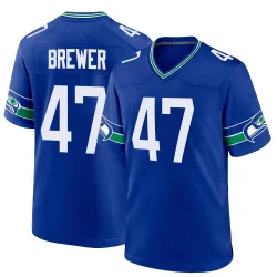 Cade Brewer Seattle Seahawks Game Men's Throwback Jersey (Royal)