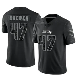 Cade Brewer Seattle Seahawks Limited Men's Reflective Jersey (Black)