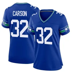 Chris Carson Seattle Seahawks Game Women's Throwback Jersey (Royal)