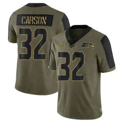 Chris Carson Seattle Seahawks Limited Men's 2021 Salute To Service Jersey (Olive)