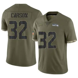 Chris Carson Seattle Seahawks Limited Men's 2022 Salute To Service Jersey (Olive)
