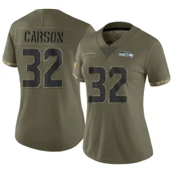 Chris Carson Seattle Seahawks Limited Women's 2022 Salute To Service Jersey (Olive)