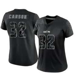 Chris Carson Seattle Seahawks Limited Women's Reflective Jersey (Black)