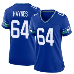 Christian Haynes Seattle Seahawks Game Women's Throwback Jersey (Royal)