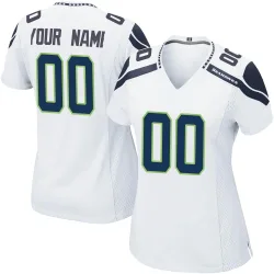 Custom Seattle Seahawks Game Women's Jersey (White)