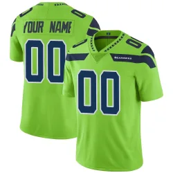 Custom Seattle Seahawks Limited Men's Color Rush Neon Jersey (Green)