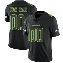 Custom Seattle Seahawks Limited Men's Jersey (Black Impact)