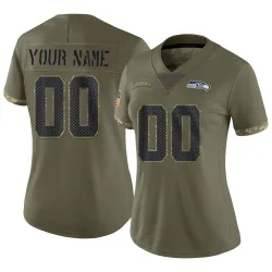 Custom Seattle Seahawks Limited Women's 2022 Salute To Service Jersey (Olive)