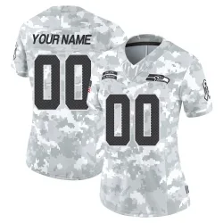 Custom Seattle Seahawks Limited Women's 2024 Salute to Service Jersey (Arctic Camo)