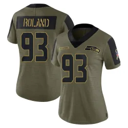 Demeco Roland Seattle Seahawks Limited Women's 2021 Salute To Service Jersey (Olive)