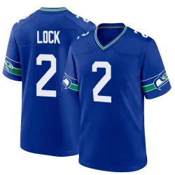 Drew Lock Seattle Seahawks Game Men's Throwback Jersey (Royal)