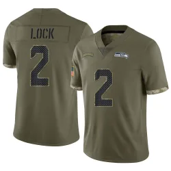 Drew Lock Seattle Seahawks Limited Men's 2022 Salute To Service Jersey (Olive)