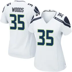 JT Woods Seattle Seahawks Game Women's Jersey (White)