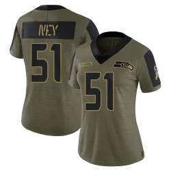 Jared Ivey Seattle Seahawks Limited Women's 2021 Salute To Service Jersey (Olive)