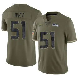Jared Ivey Seattle Seahawks Limited Youth 2022 Salute To Service Jersey (Olive)