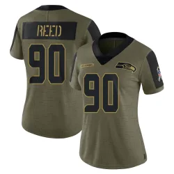 Jarran Reed Seattle Seahawks Limited Women's 2021 Salute To Service Jersey (Olive)