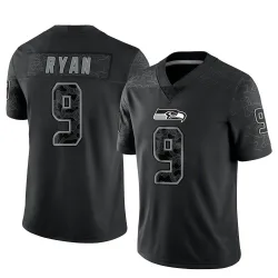 Jon Ryan Seattle Seahawks Limited Men's Reflective Jersey (Black)