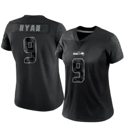 Jon Ryan Seattle Seahawks Limited Women's Reflective Jersey (Black)