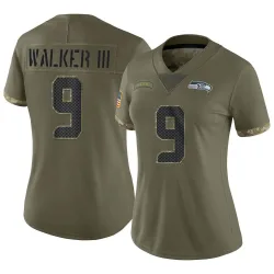 Kenneth Walker III Seattle Seahawks Limited Women's 2022 Salute To Service Jersey (Olive)