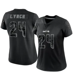 Marshawn Lynch Seattle Seahawks Limited Women's Reflective Jersey (Black)