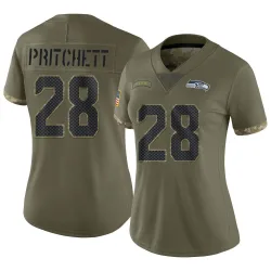 Nehemiah Pritchett Seattle Seahawks Limited Women's 2022 Salute To Service Jersey (Olive)