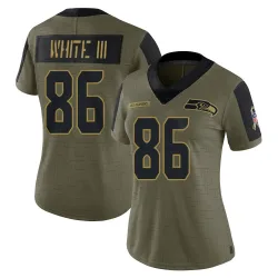 Ricky White III Seattle Seahawks Limited Women's 2021 Salute To Service Jersey (Olive)