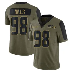 Rylie Mills Seattle Seahawks Limited Men's 2021 Salute To Service Jersey (Olive)