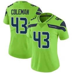 Seth Coleman Seattle Seahawks Limited Women's Color Rush Neon Jersey (Green)