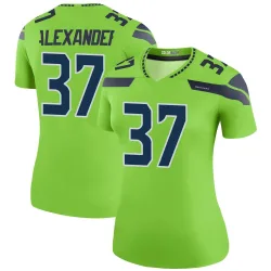 Shaun Alexander Seattle Seahawks Legend Women's Color Rush Neon Jersey (Green)
